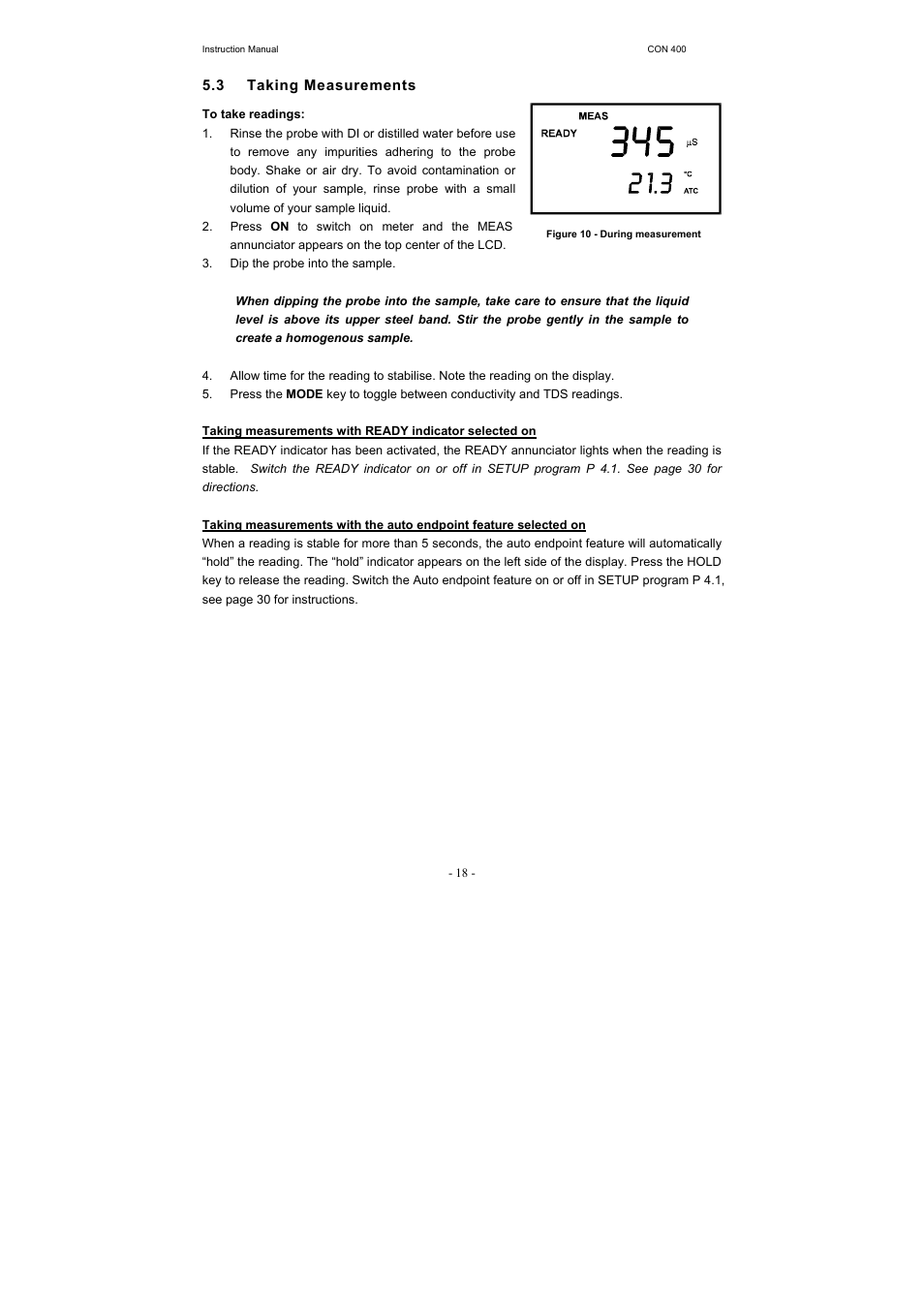 Thermo Fisher Scientific CyberScan CON 400 (For units manufactured from March 2010 onwards) User Manual | Page 24 / 60