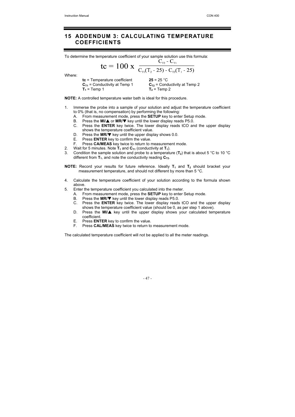 Thermo Fisher Scientific CyberScan CON 400 (For units manufactured from March 2010 onwards) User Manual | Page 53 / 60