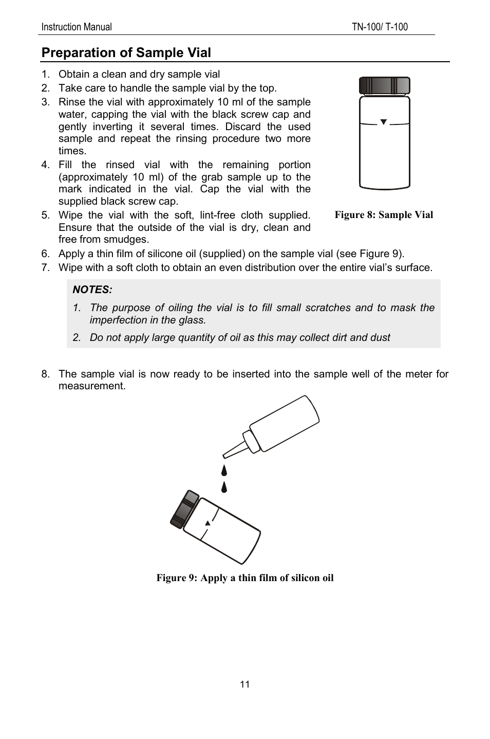 Preparation of sample vial | Thermo Fisher Scientific TN100 Turbidimeter User Manual | Page 16 / 31