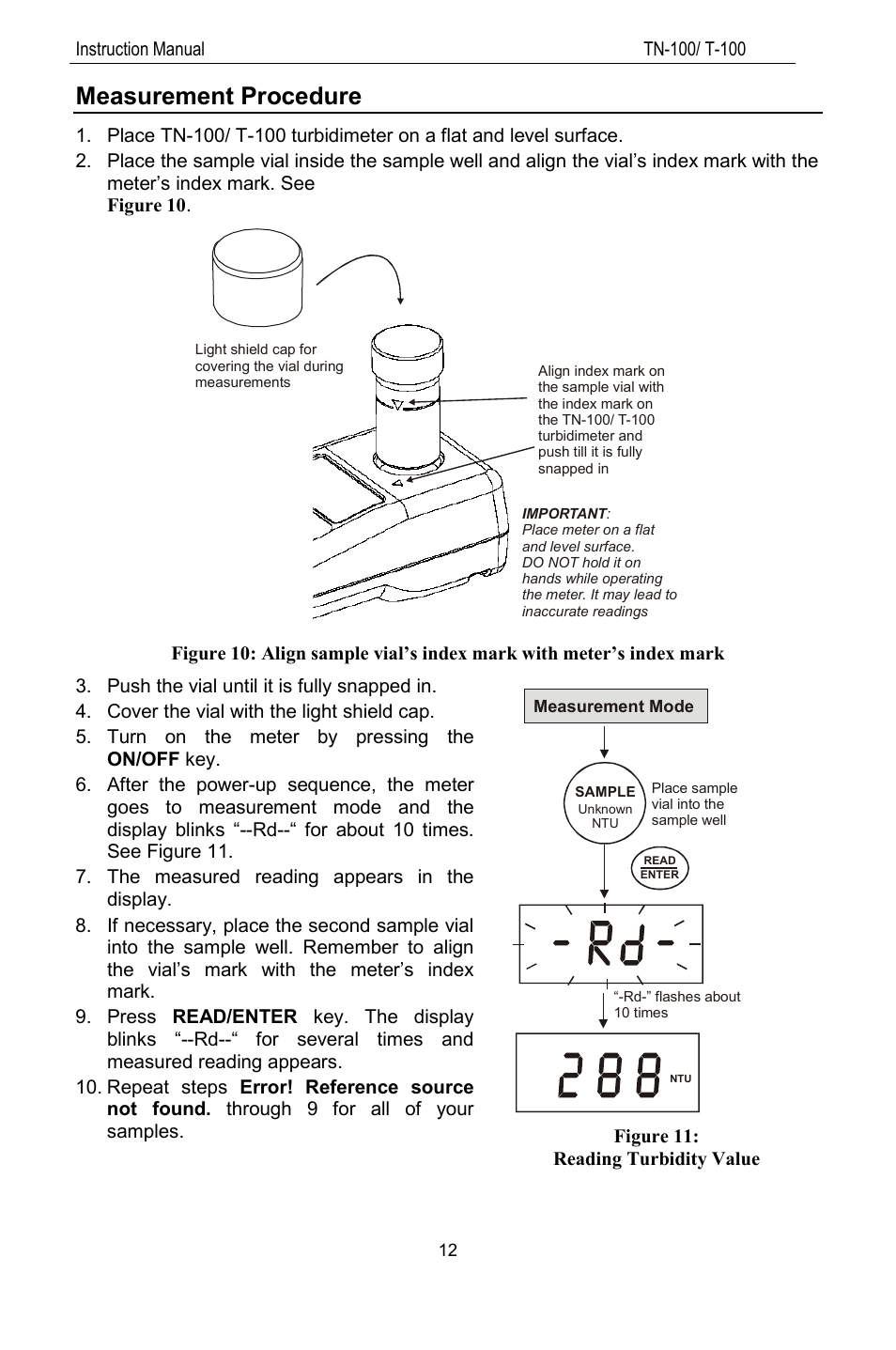 Measurement procedure | Thermo Fisher Scientific TN100 Turbidimeter User Manual | Page 17 / 31