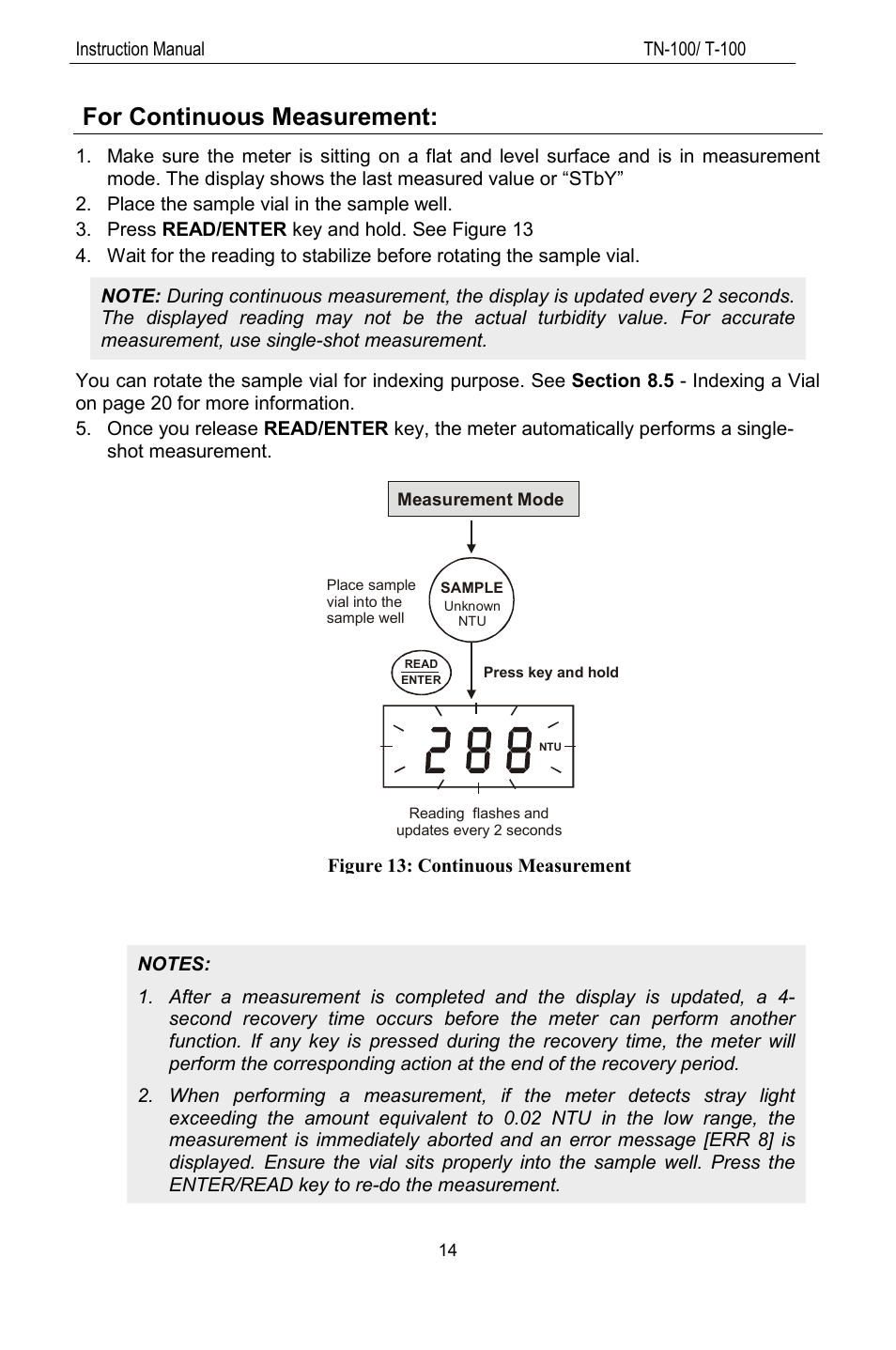 For continuous measurement | Thermo Fisher Scientific TN100 Turbidimeter User Manual | Page 19 / 31