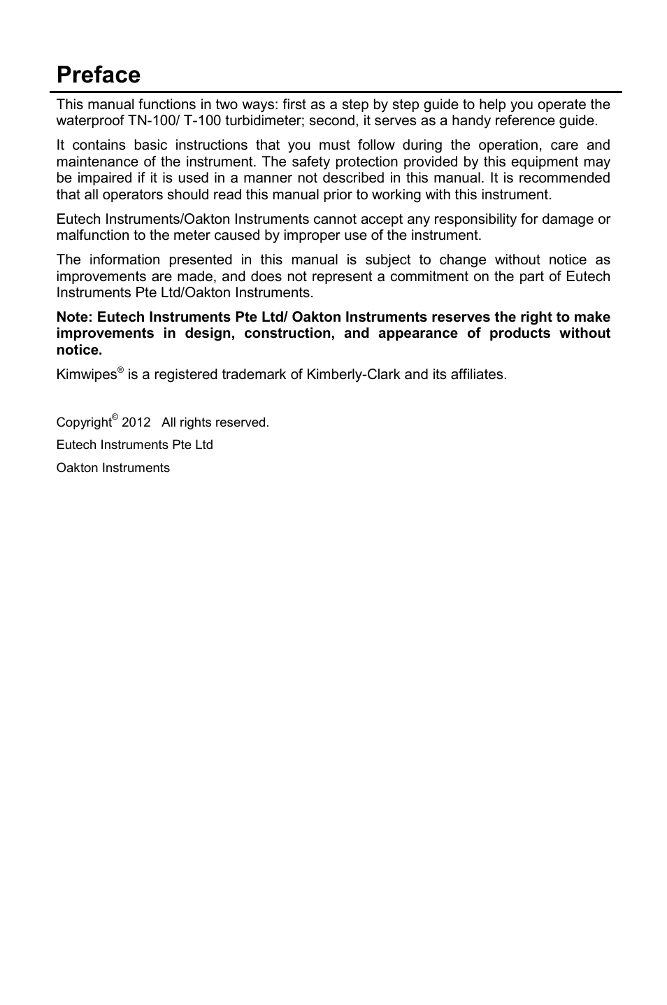 Preface | Thermo Fisher Scientific TN100 Turbidimeter User Manual | Page 4 / 31