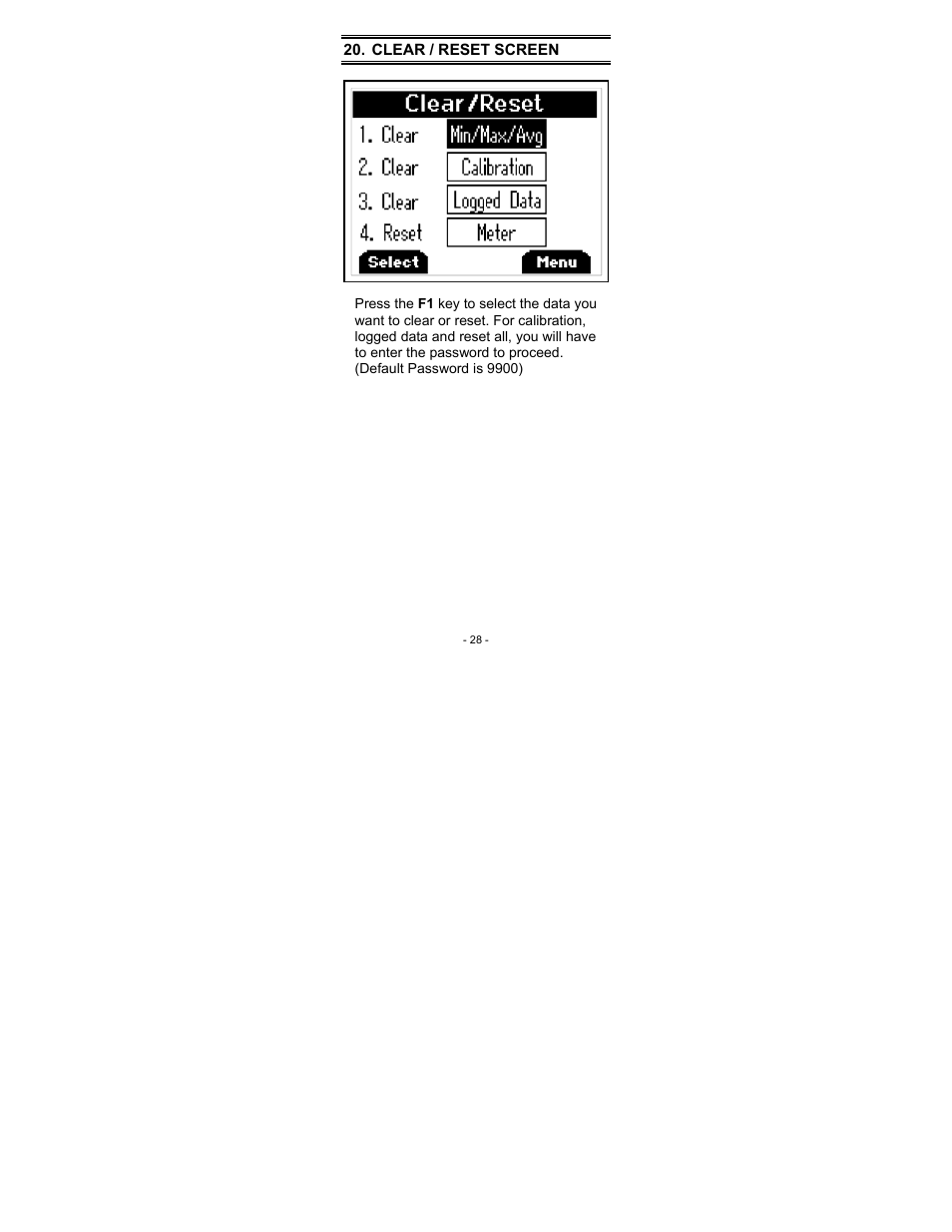 Clear / reset screen | Thermo Fisher Scientific Thermo Scientific Temp 360 User Manual | Page 32 / 44