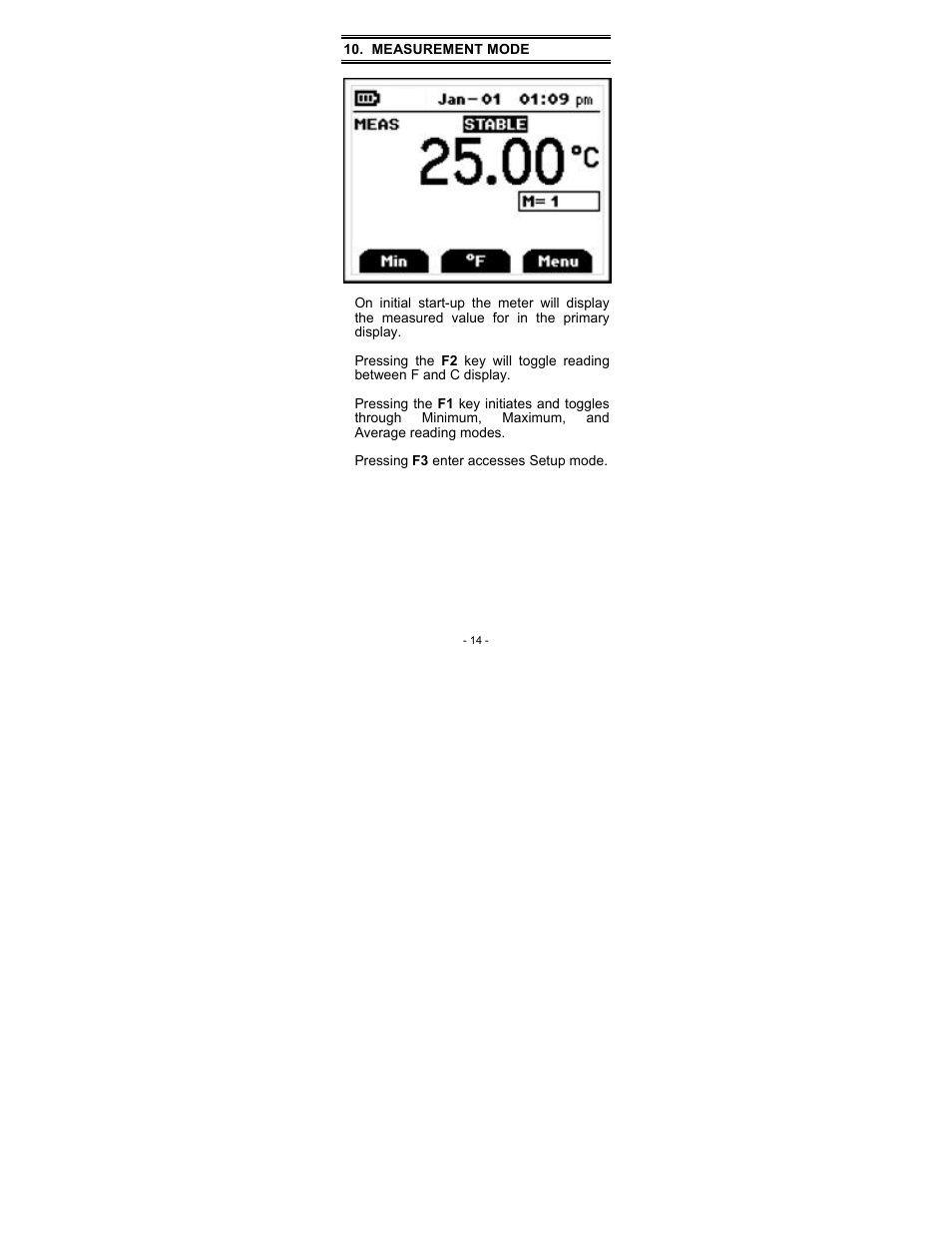 Measurement mode | Thermo Fisher Scientific Thermo Scientific Temp 340 User Manual | Page 17 / 40