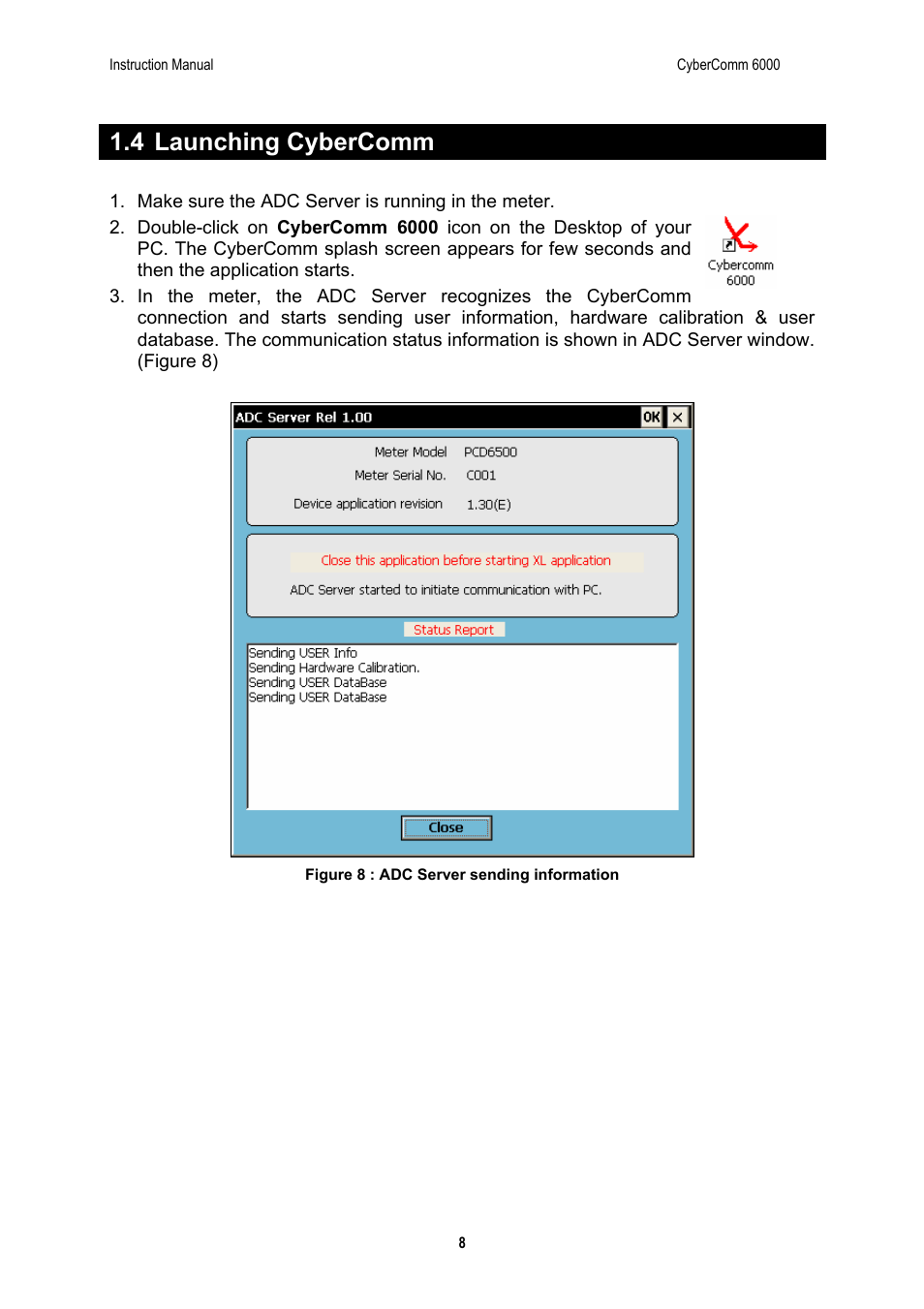 4 launching cybercomm | Thermo Fisher Scientific CyberComm 6000 for CyberScan Series 6000 User Manual | Page 14 / 68