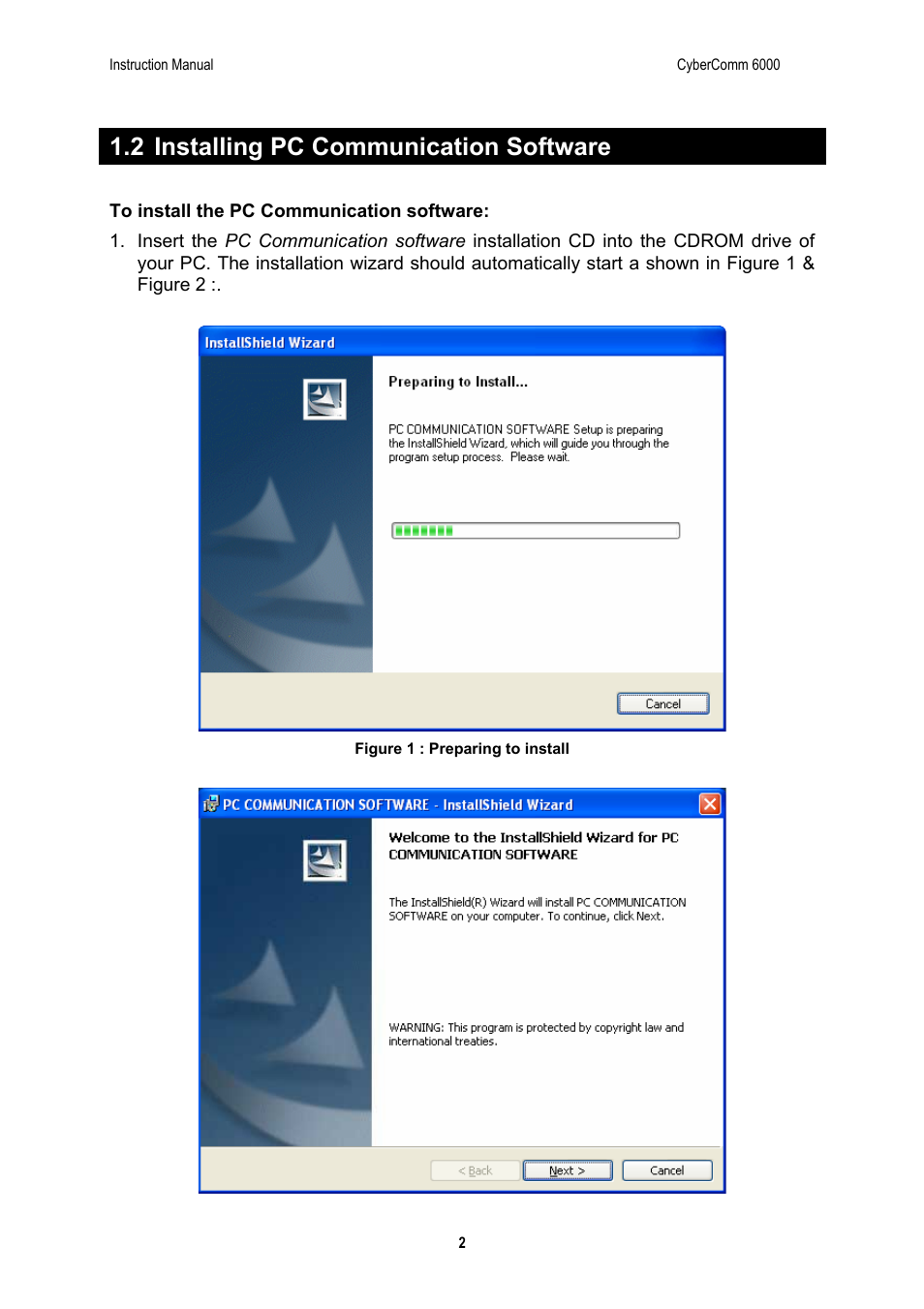 2 installing pc communication software | Thermo Fisher Scientific CyberComm 6000 for CyberScan Series 6000 User Manual | Page 8 / 68