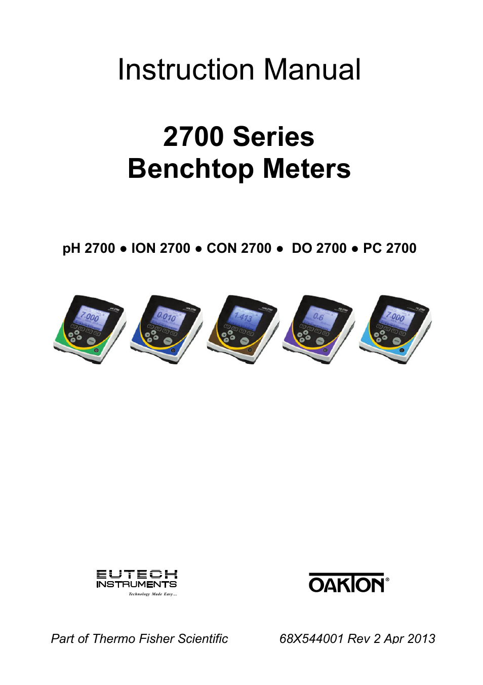 Thermo Fisher Scientific Eutech 2700 Series User Manual | 60 pages