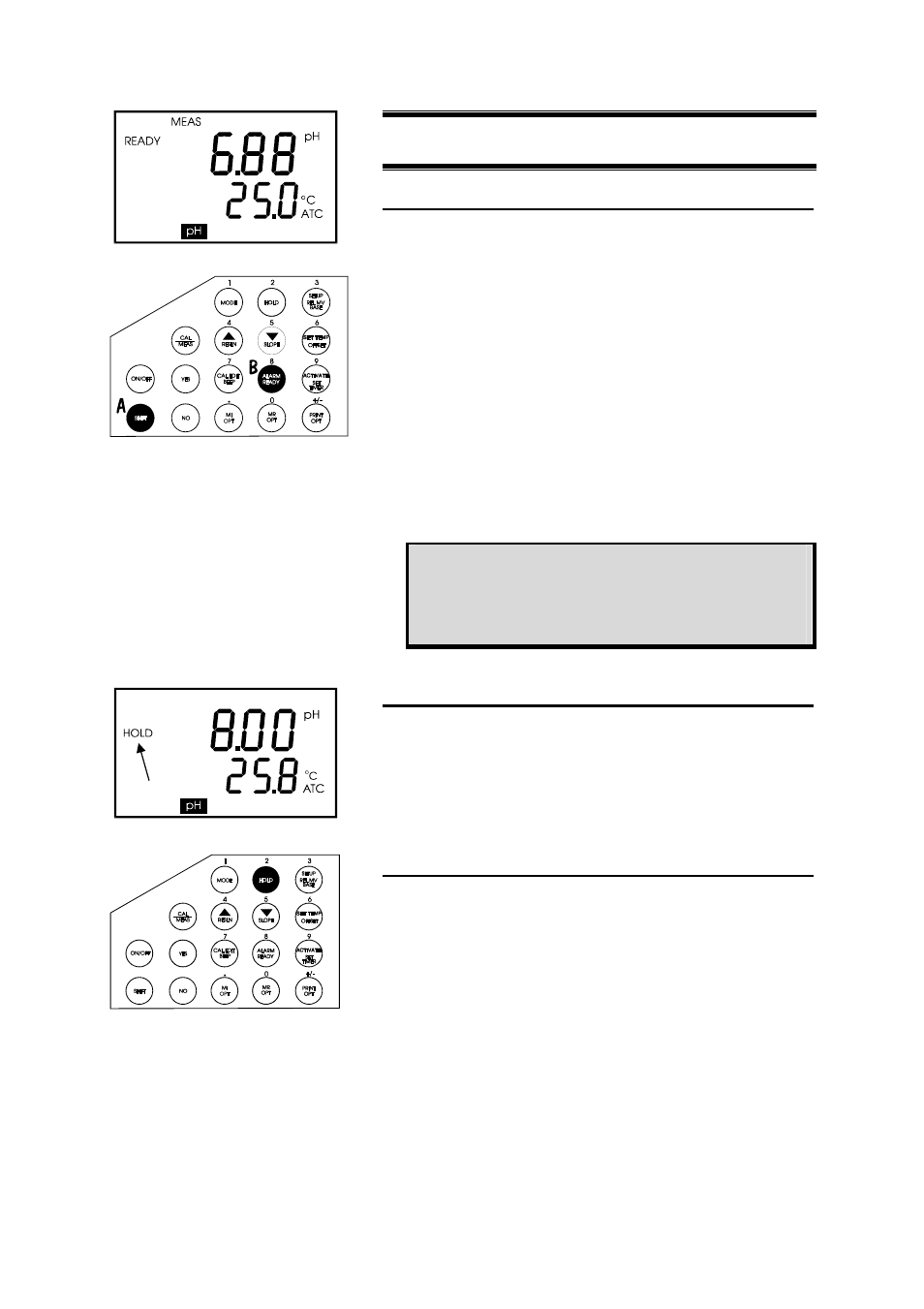 7measurement: ready, continuous and hold | Thermo Fisher Scientific CyberScan pH 1000/pH 2500 User Manual | Page 19 / 40