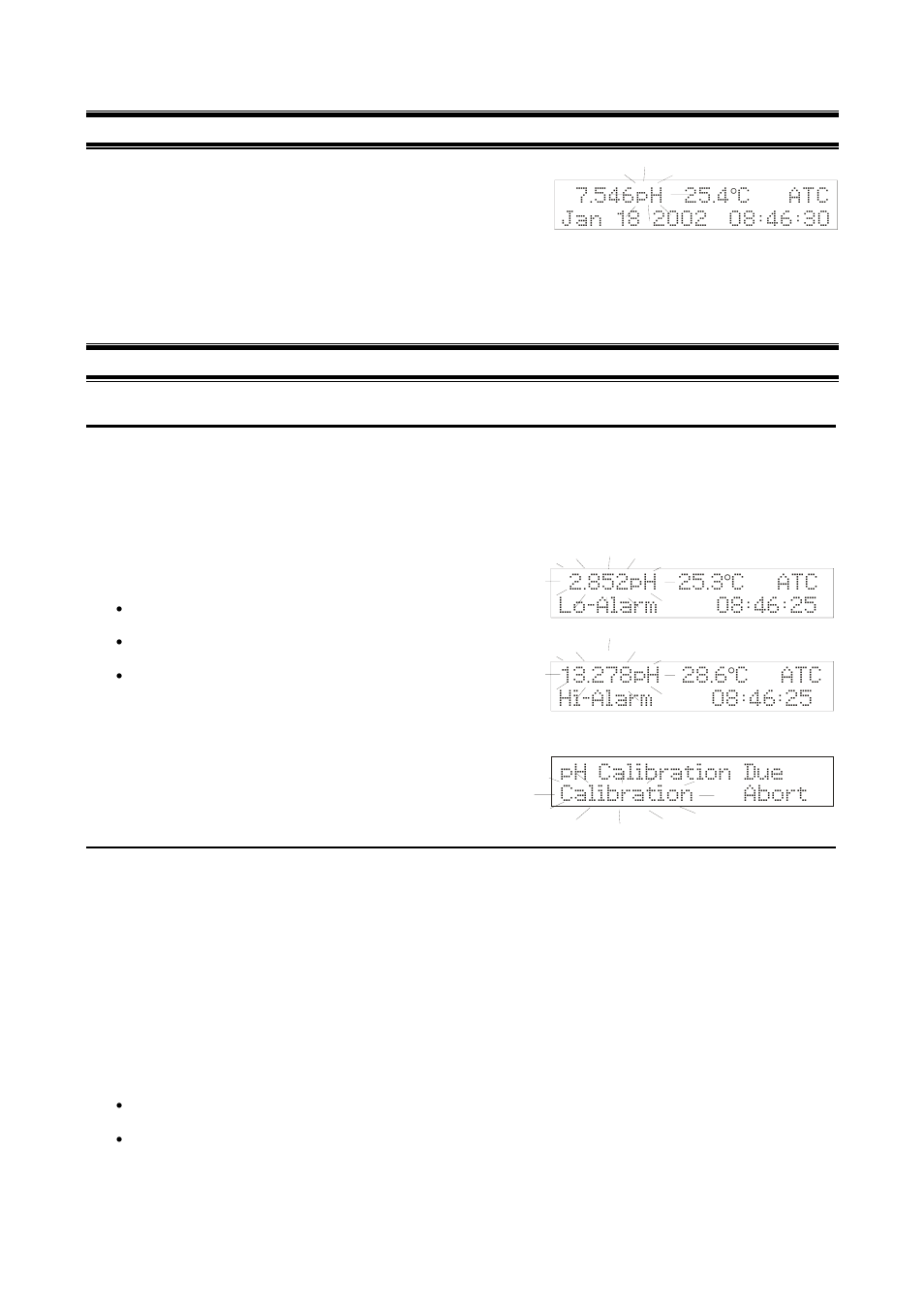Ph calibration due calibration abort | Thermo Fisher Scientific CyberScan pH 1100/pH 2100 User Manual | Page 25 / 64
