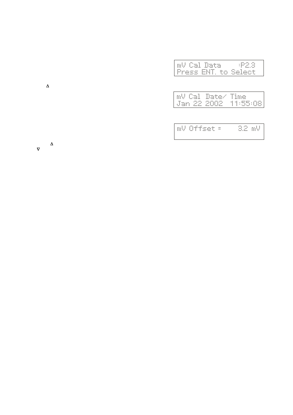 Mv cal data :p2.3 press ent. to select | Thermo Fisher Scientific CyberScan pH 1100/pH 2100 User Manual | Page 41 / 64