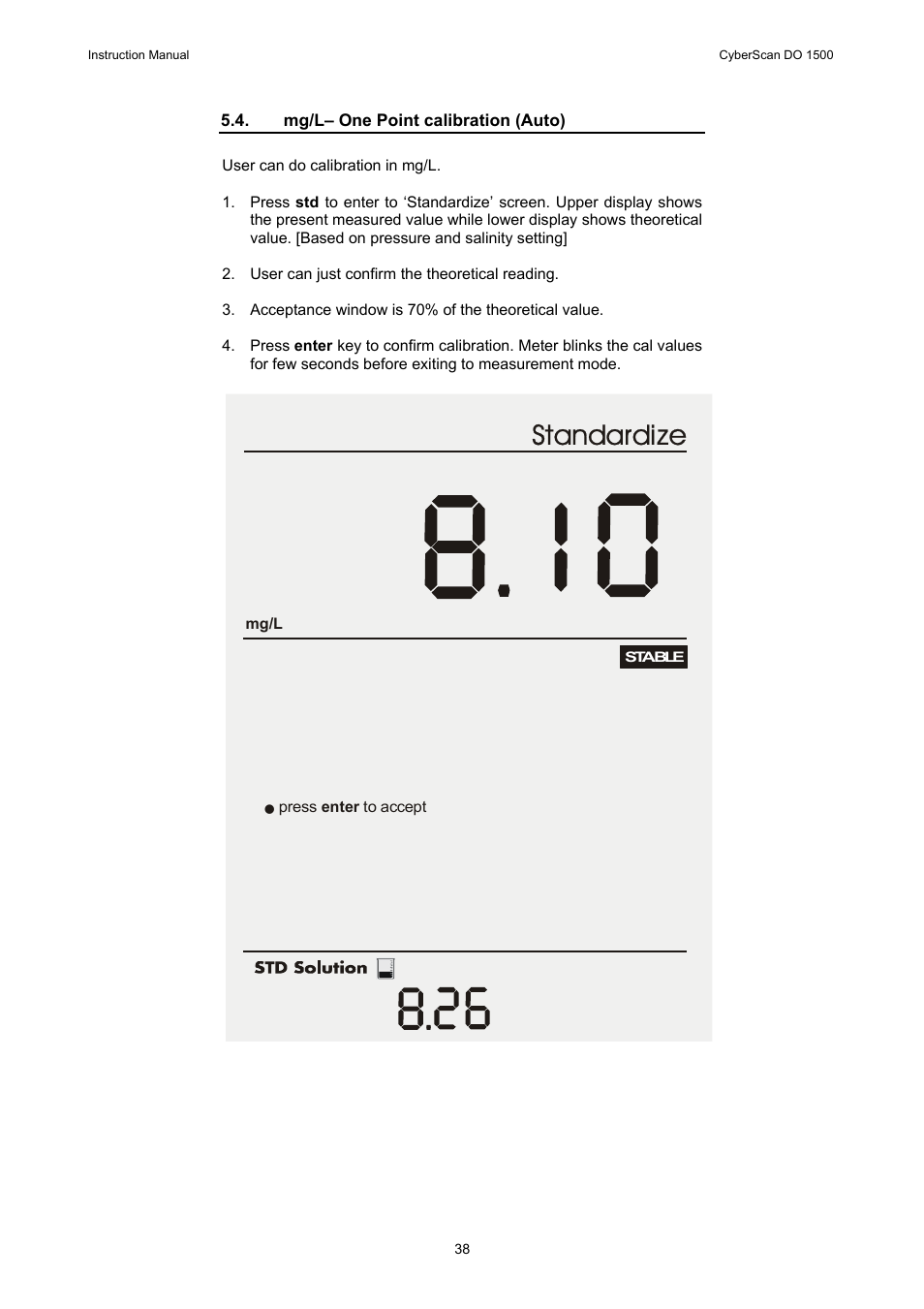 Standardize | Thermo Fisher Scientific CyberScan DO 1500 User Manual | Page 41 / 52