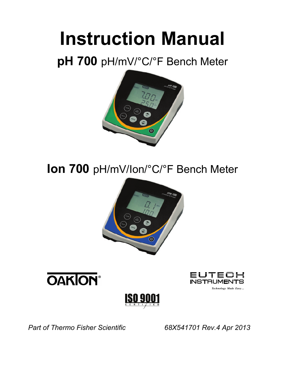 Thermo Fisher Scientific Eutech pH 700/Ion 700 User Manual | 24 pages