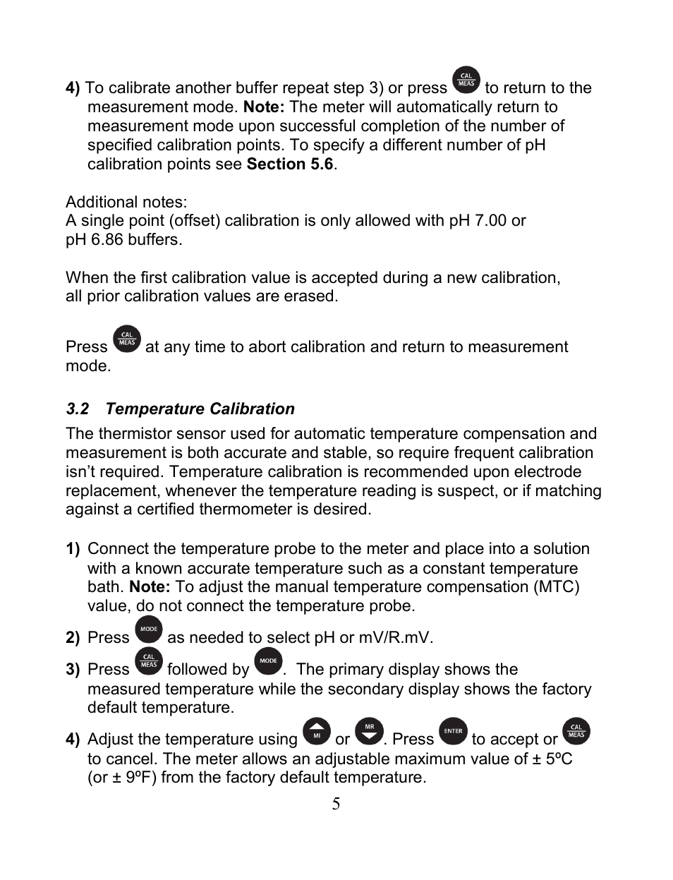 2 temperature calibration, Temperature calibration | Thermo Fisher Scientific Eutech pH 700/Ion 700 User Manual | Page 8 / 24