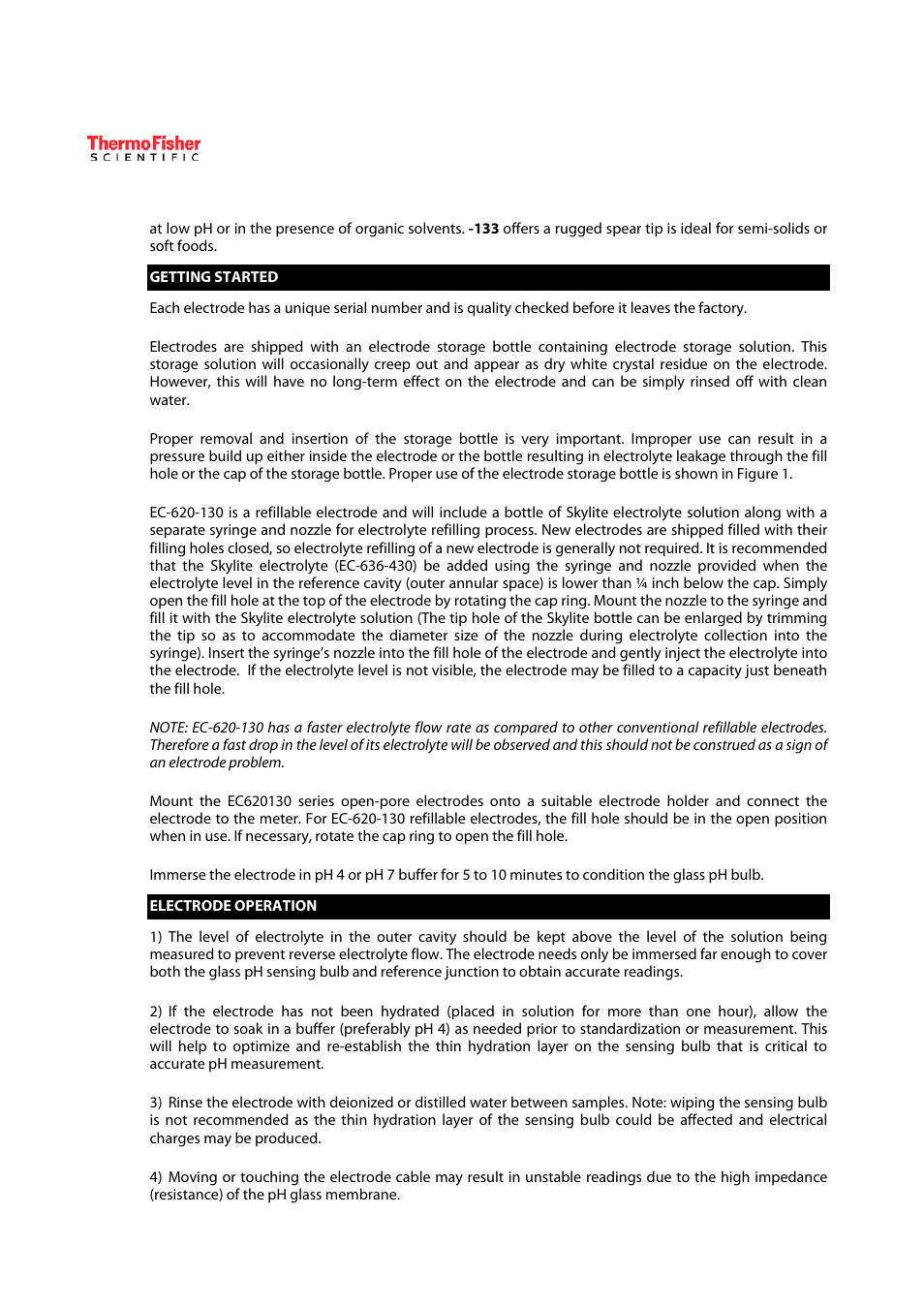 Thermo Fisher Scientific EC620130 Series Combination pH Electrodes User Manual | Page 3 / 6