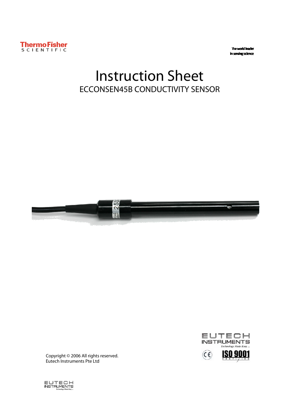 Thermo Fisher Scientific ECCONSEN45B Conductivity Sensor User Manual | 2 pages