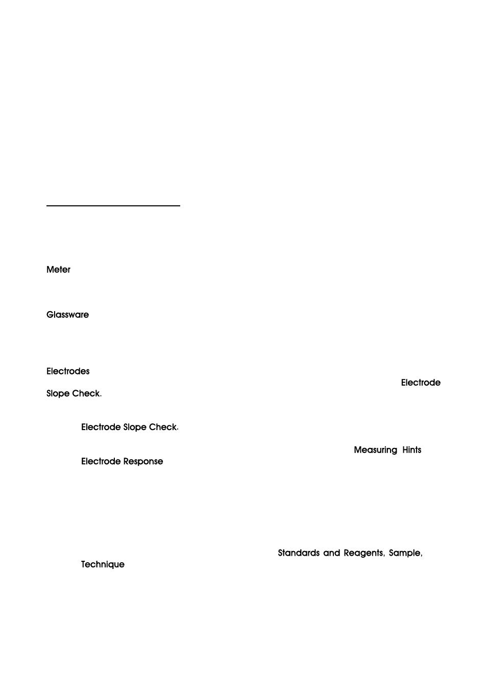 Troubleshooting guide, Meter, Glassware | Electrodes | Thermo Fisher Scientific Ion Selective Electrodes Chloride User Manual | Page 17 / 21