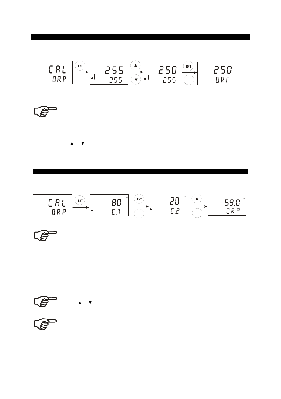 3 orp-mv calibration, 4 orp -% calibration, 3 orp | Alibration, 4 orp, C.1 c.2 | Thermo Fisher Scientific Alpha pH 2000D User Manual | Page 19 / 48