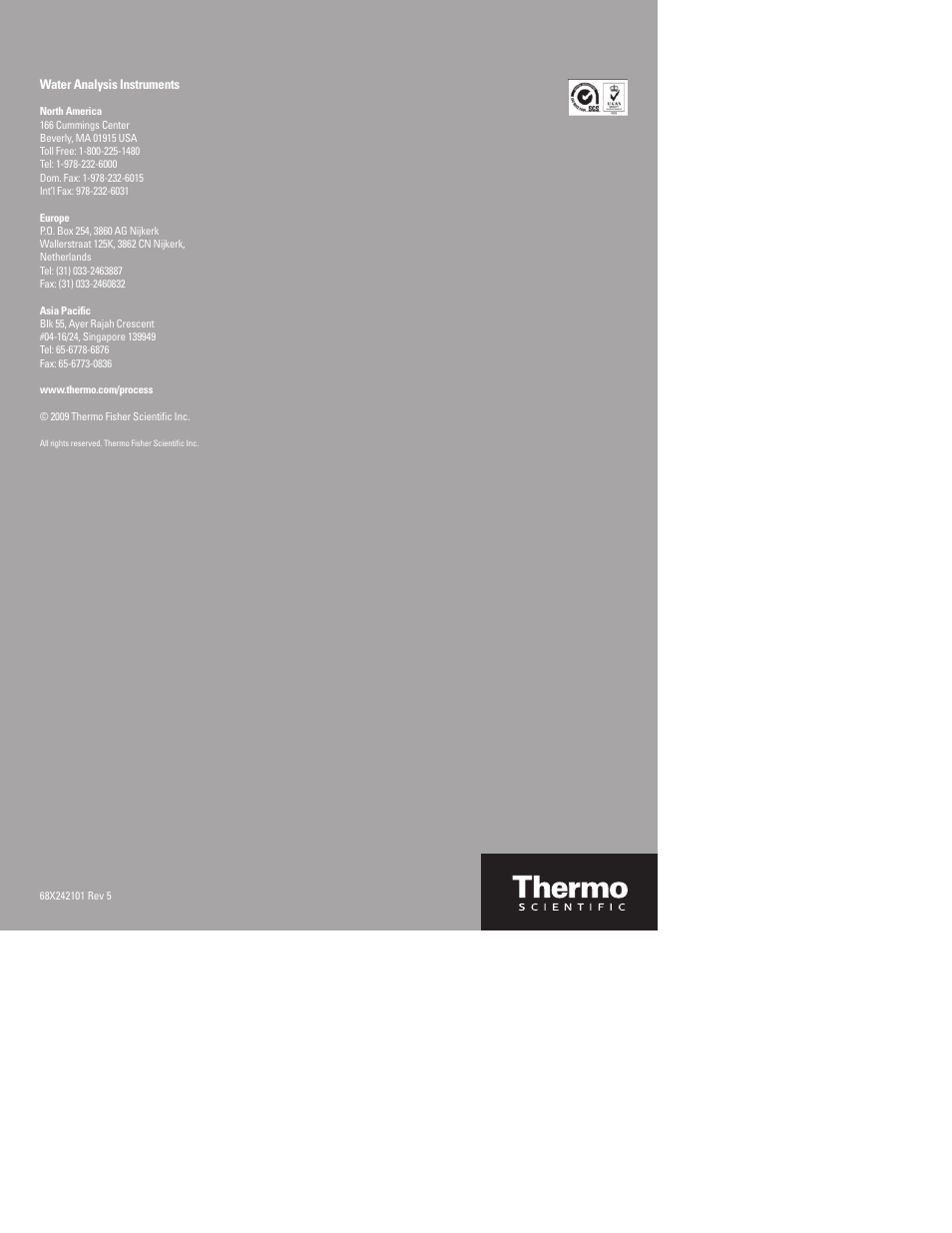 Thermo Fisher Scientific Alpha DO 1000 User Manual | Page 48 / 48