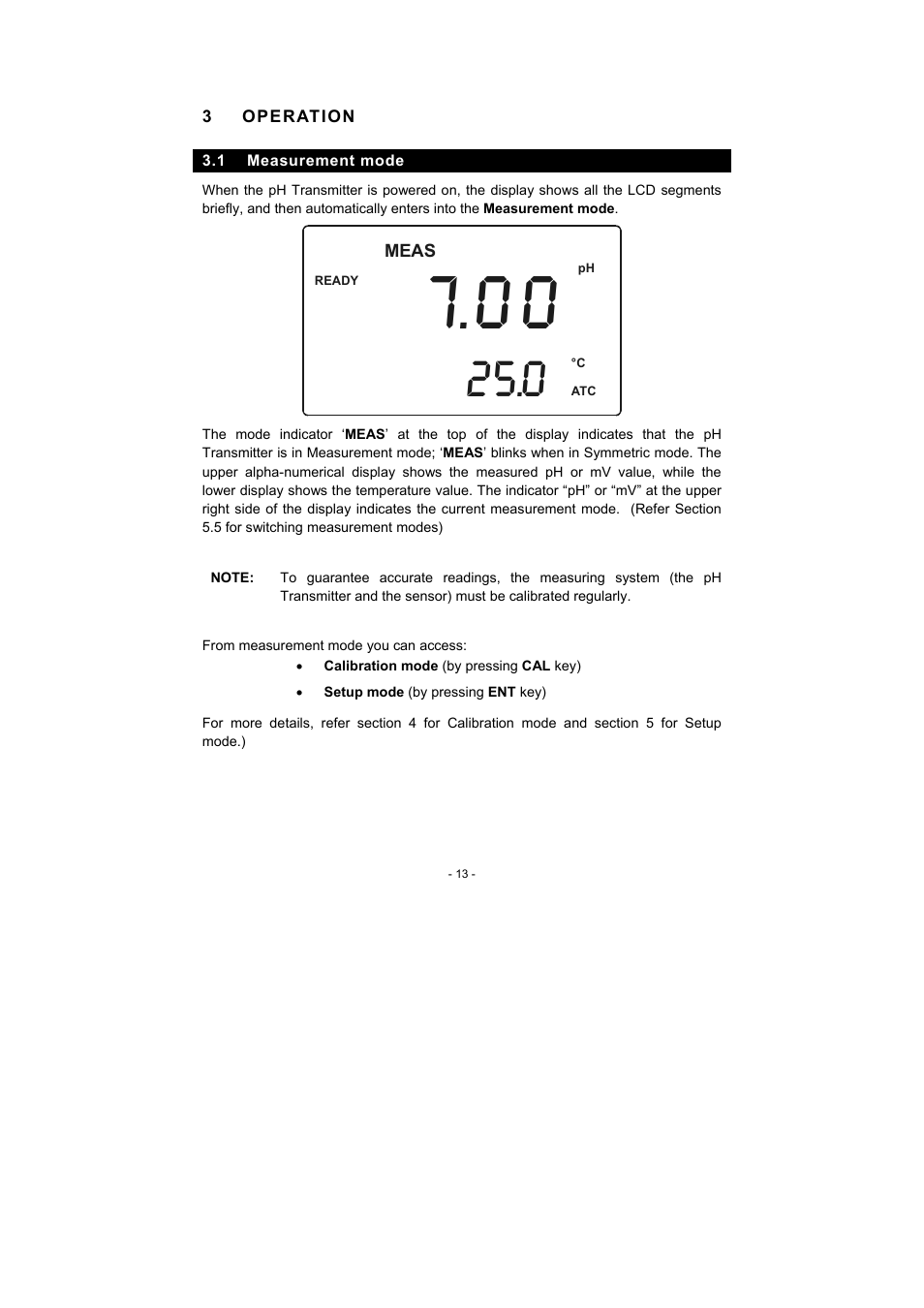 3 operation, 1 measurement mode | Thermo Fisher Scientific Alpha pH 600 RF (In the process of updating the brand guideline & product image) User Manual | Page 19 / 48