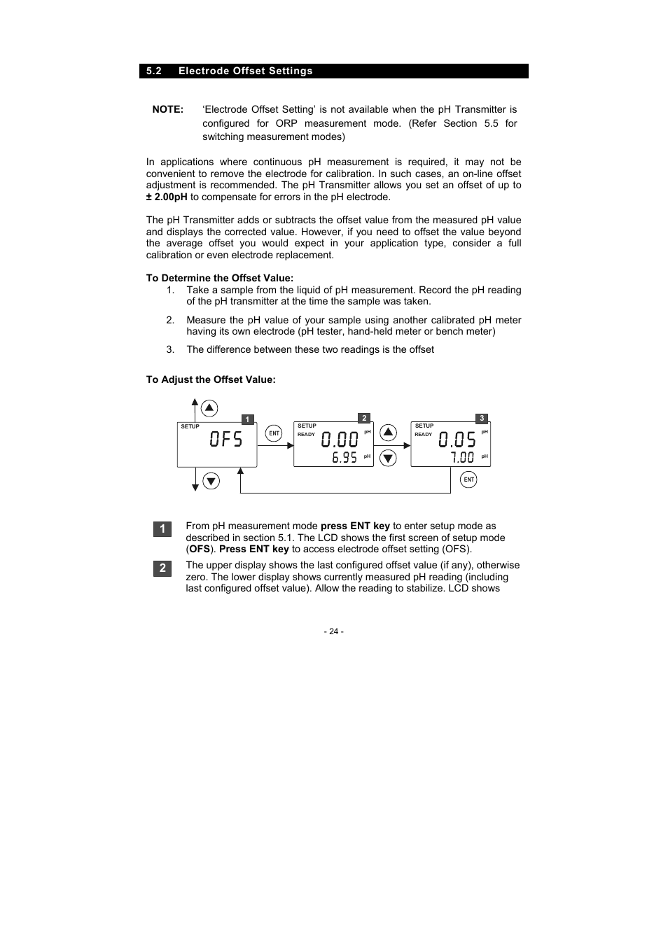 2 electrode offset settings | Thermo Fisher Scientific Alpha pH 600 RF (In the process of updating the brand guideline & product image) User Manual | Page 30 / 48