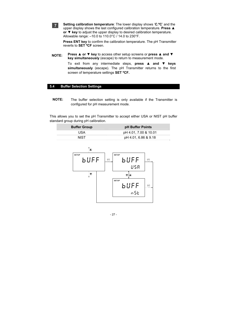 4 buffer selection settings | Thermo Fisher Scientific Alpha pH 600 RF (In the process of updating the brand guideline & product image) User Manual | Page 33 / 48