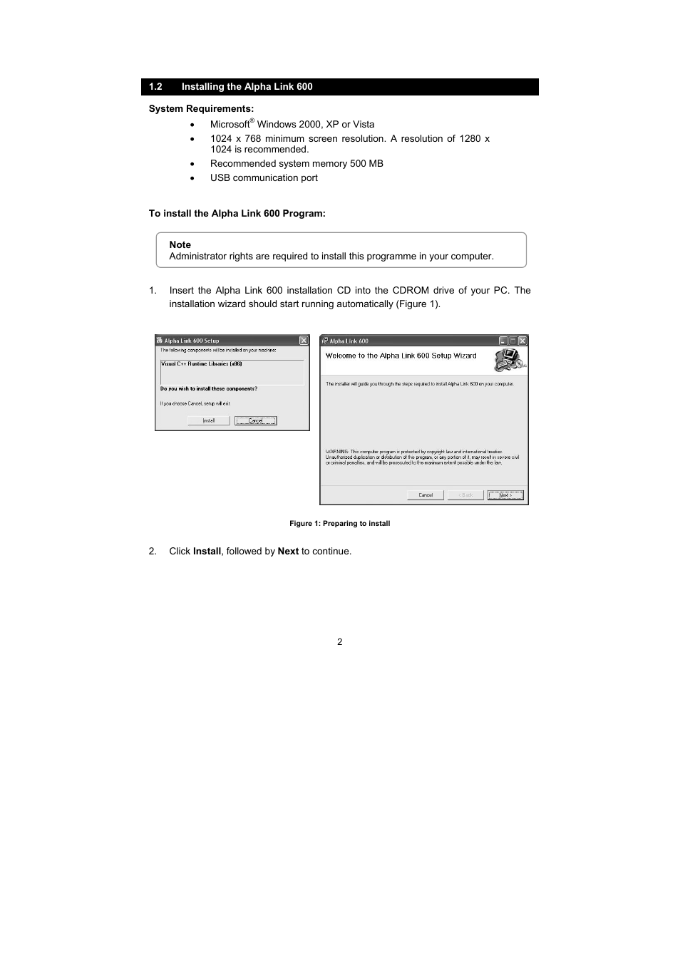 2 installing the alpha link 600 | Thermo Fisher Scientific Alpha Link 600 Communications Software User Manual | Page 8 / 28