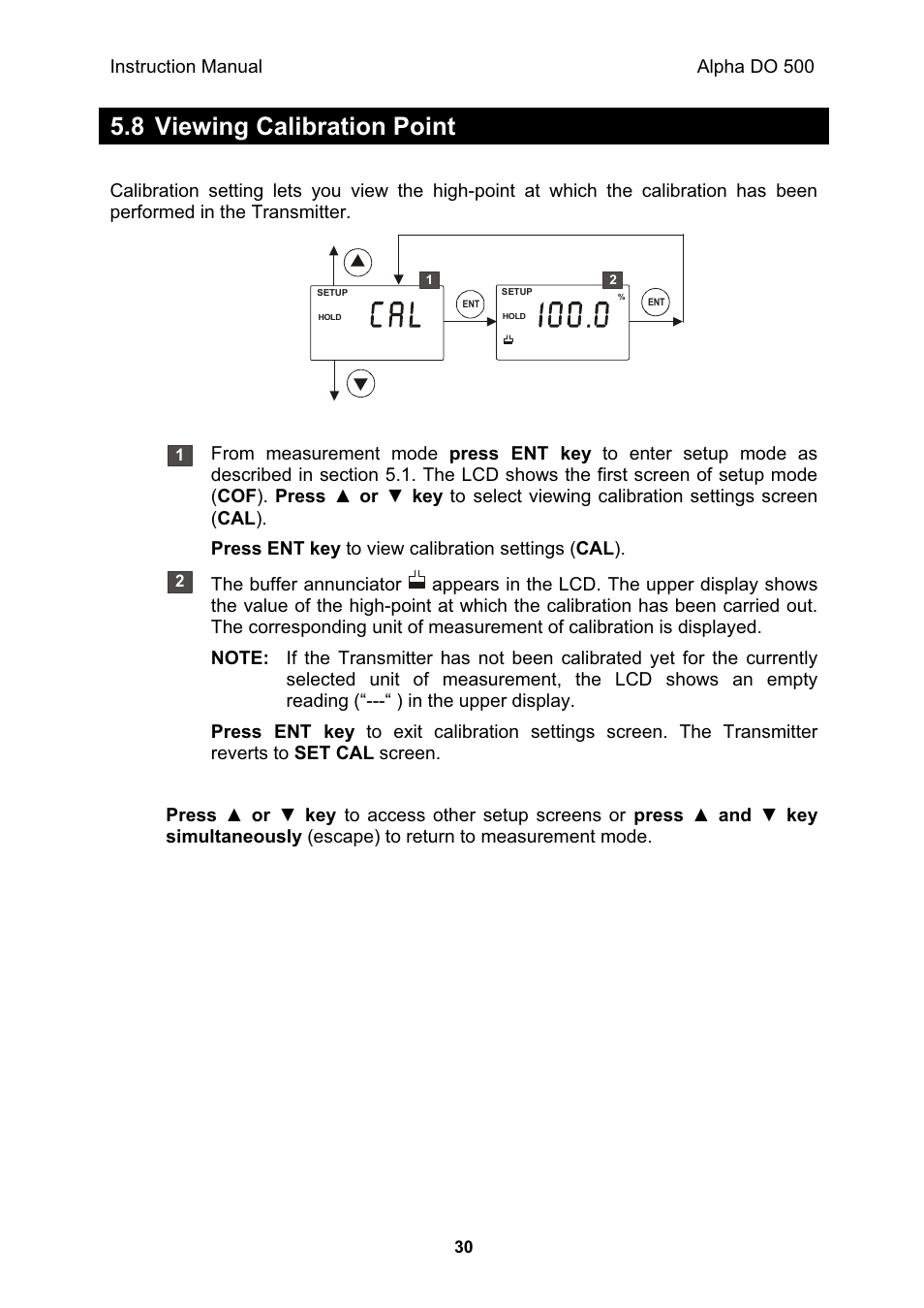 8 viewing calibration point | Thermo Fisher Scientific Alpha DO 500 User Manual | Page 36 / 48