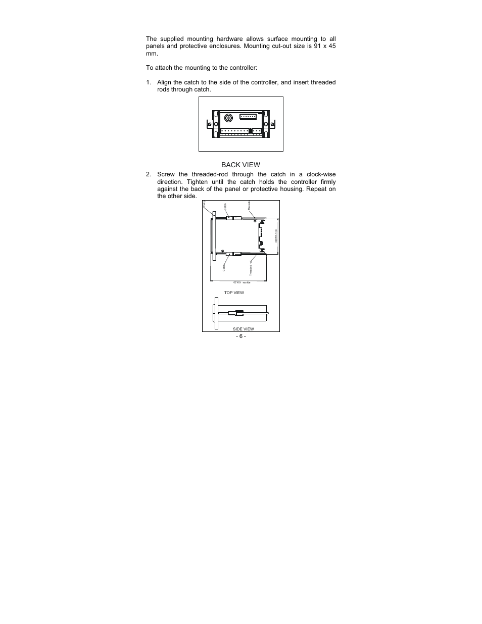 4 panel-mounting the controller, Back view | Thermo Fisher Scientific Alpha pH 190 (In the process of updating the brand guideline & product image) User Manual | Page 12 / 44