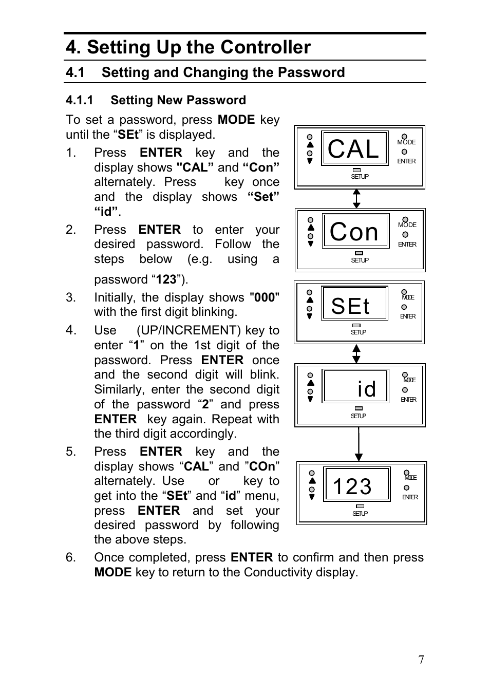 Setting up the controller, 1 setting and changing the password | Thermo Fisher Scientific Alpha CON 100 User Manual | Page 10 / 31