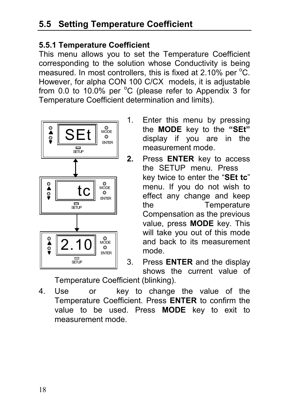 5 setting temperature coefficient | Thermo Fisher Scientific Alpha CON 100 User Manual | Page 21 / 31