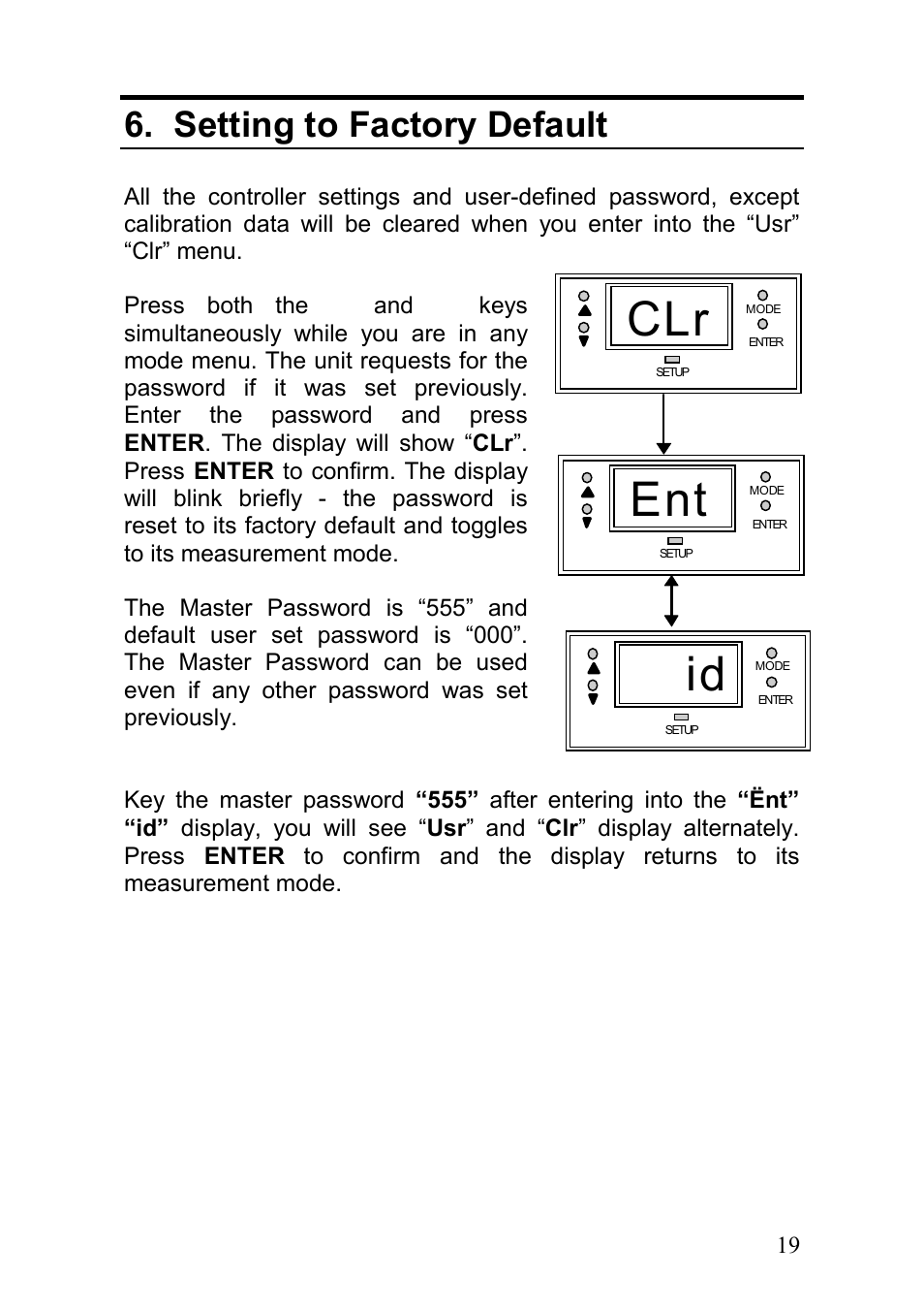 Setting to factory default | Thermo Fisher Scientific Alpha CON 100 User Manual | Page 22 / 31