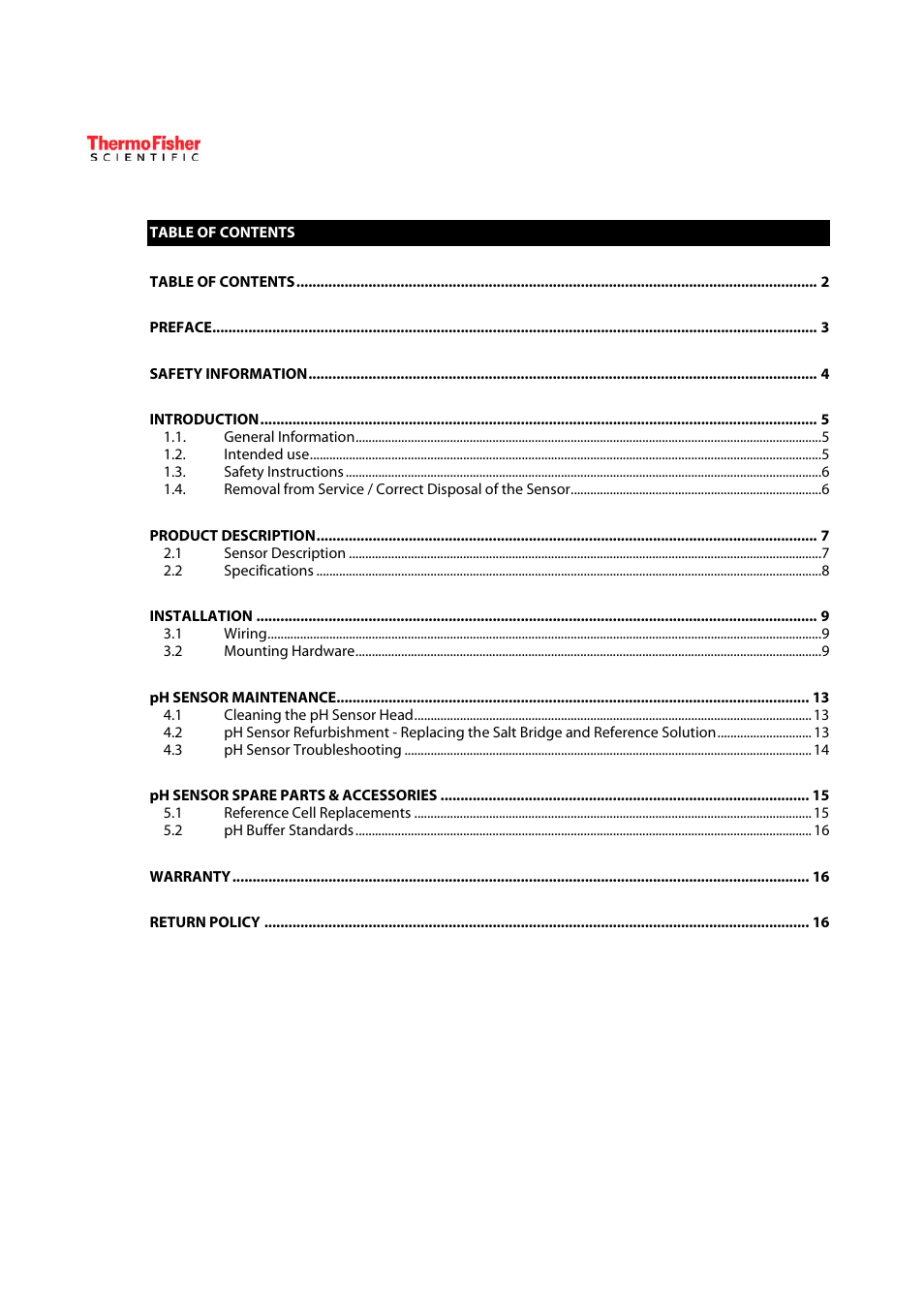 Thermo Fisher Scientific ECFP21A1A1 Differential pH Sensor User Manual | Page 2 / 16
