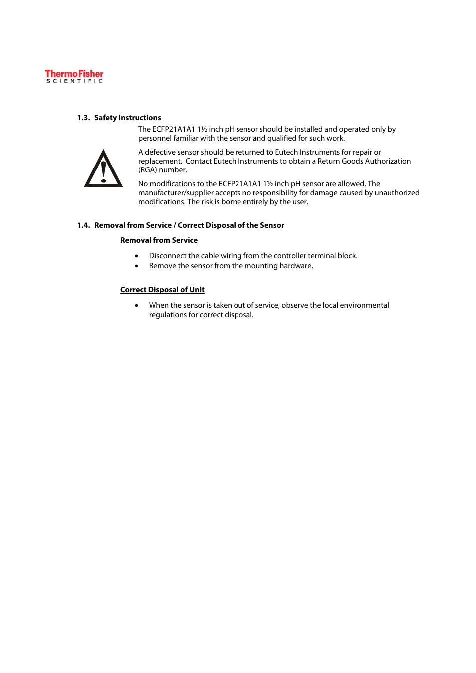 Thermo Fisher Scientific ECFP21A1A1 Differential pH Sensor User Manual | Page 6 / 16