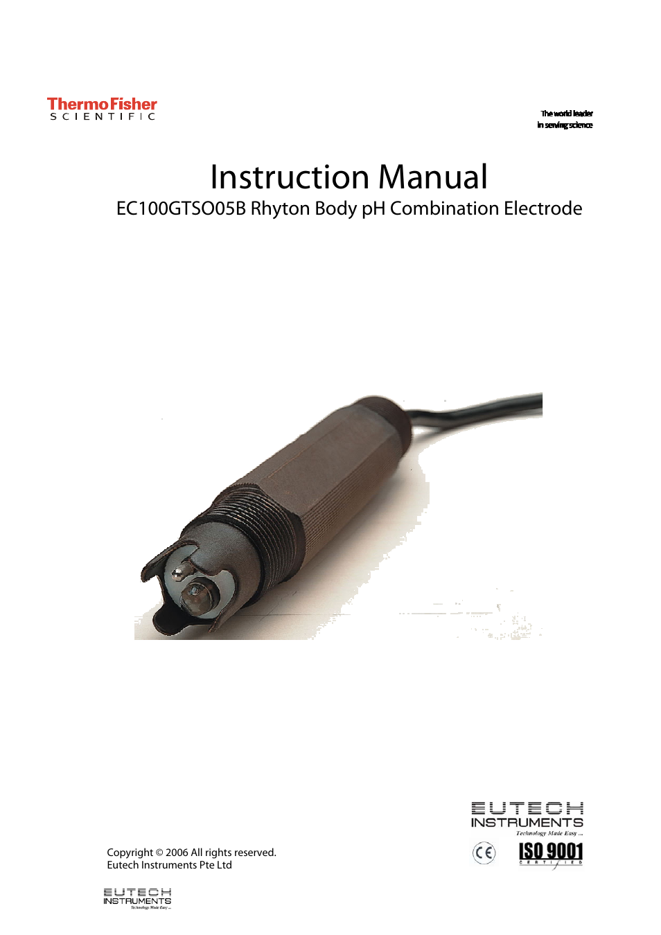 Thermo Fisher Scientific EC100GTSO05B Rhyton Body pH Combination Electrode User Manual | 3 pages
