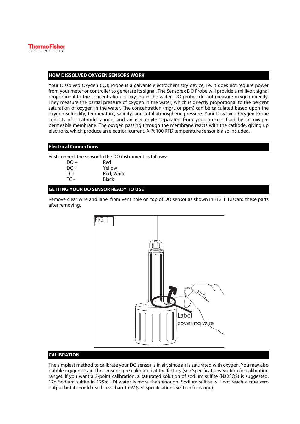 Thermo Fisher Scientific ECDOTPII-S Submersible Galvanic Dissolved Oxygen Sensor User Manual | Page 2 / 6