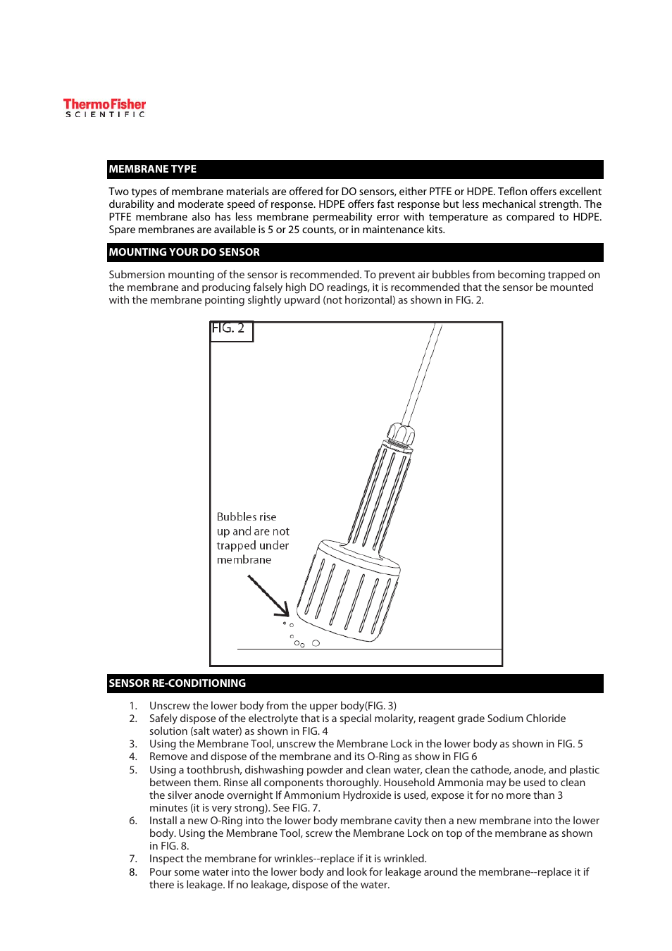 Thermo Fisher Scientific ECDOTPII-S Submersible Galvanic Dissolved Oxygen Sensor User Manual | Page 3 / 6