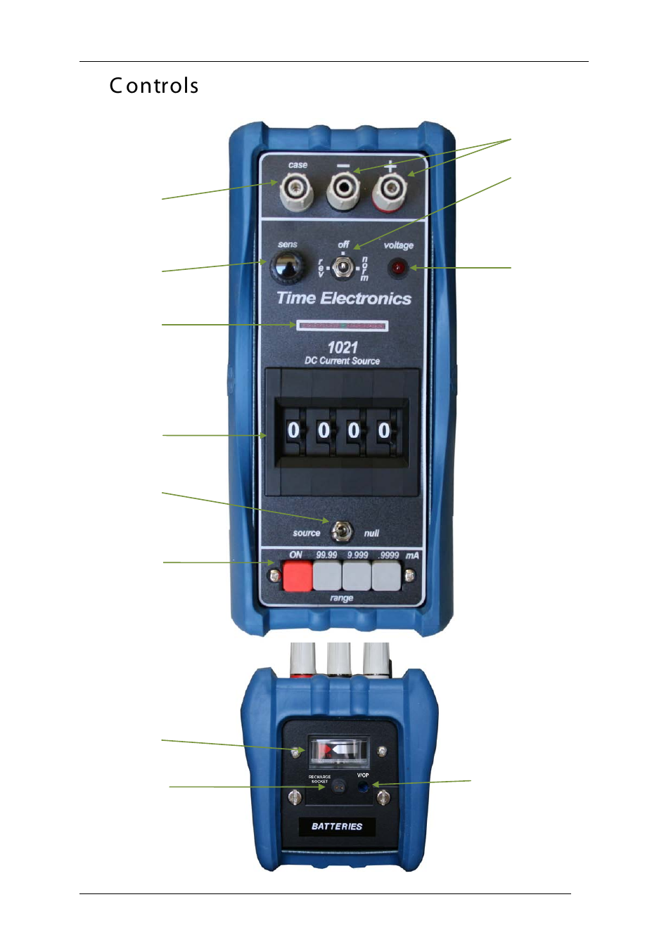 Controls, C ontrols | Time Electronics 1021 DC Current Source User Manual | Page 5 / 14