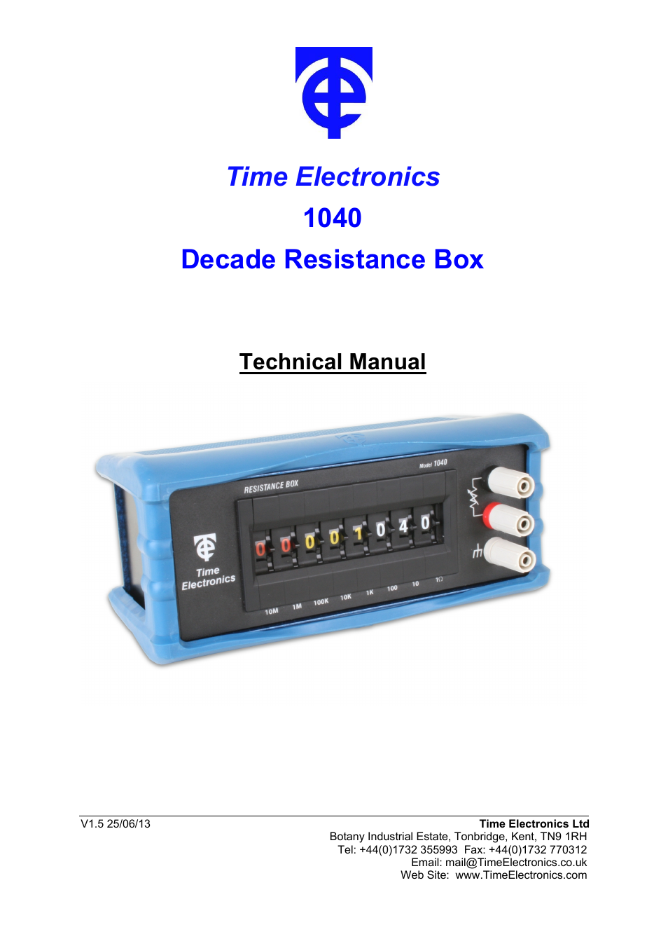 Time Electronics 1040 Resistance Decade Box User Manual | 19 pages