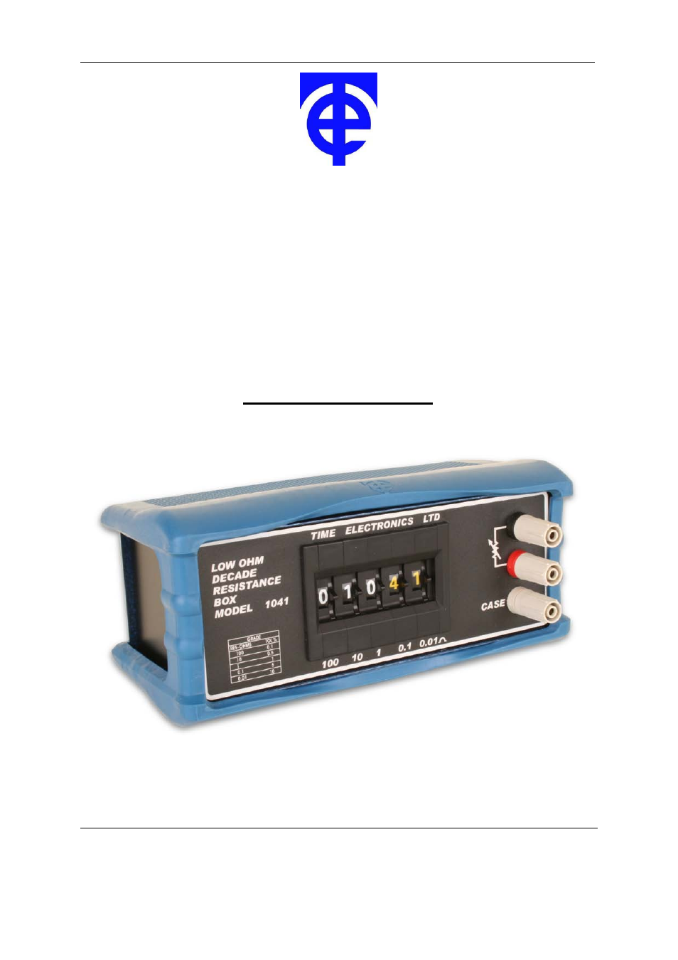 Time Electronics 1041 Resistance Decade Box User Manual | 20 pages