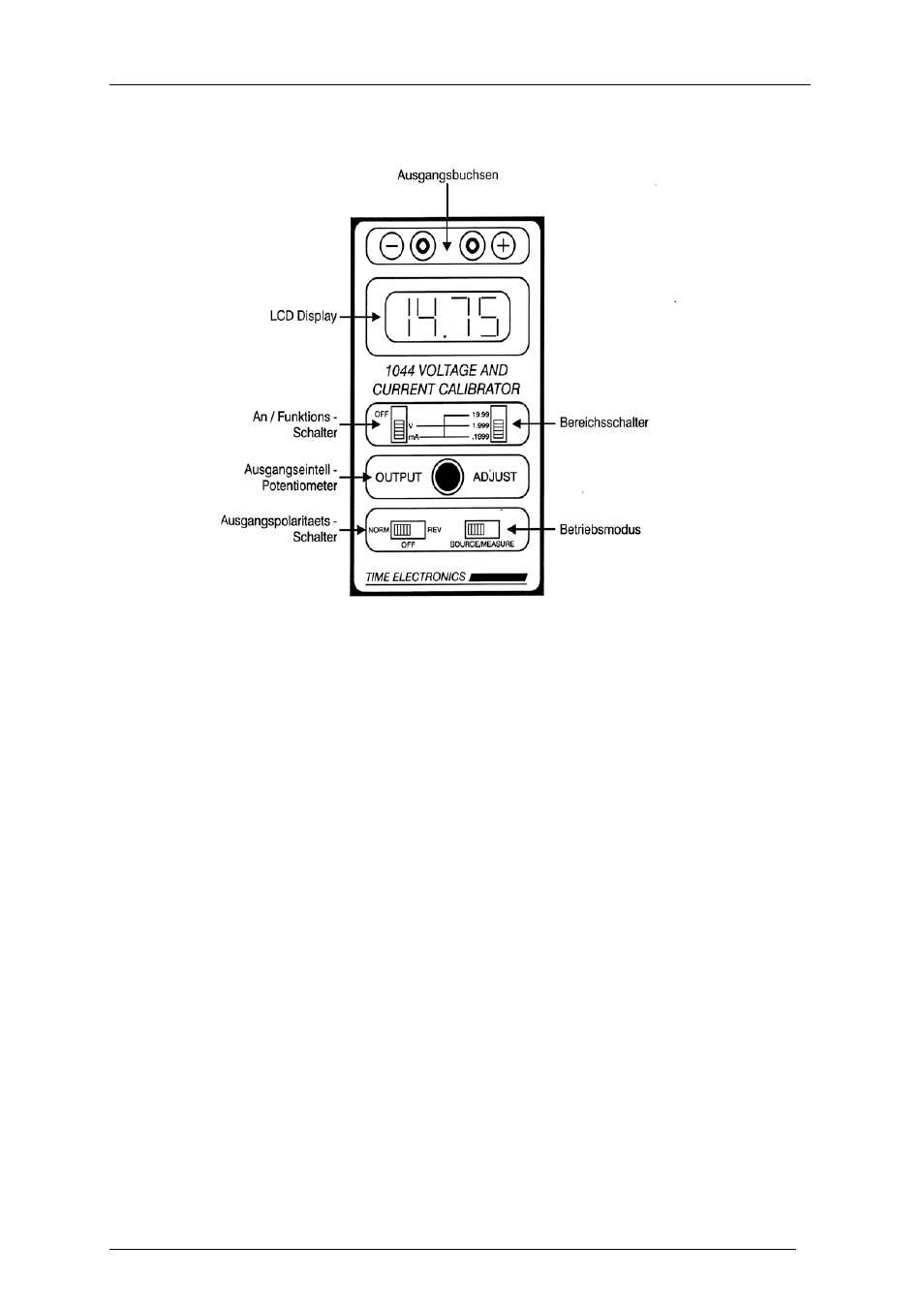 Betrieb der 1044 | Time Electronics 1044 DC Voltage & Current Calibrator User Manual | Page 33 / 40