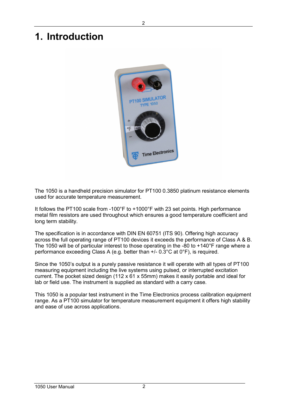 Introduction | Time Electronics 1050 PT100 Simulator User Manual | Page 3 / 6