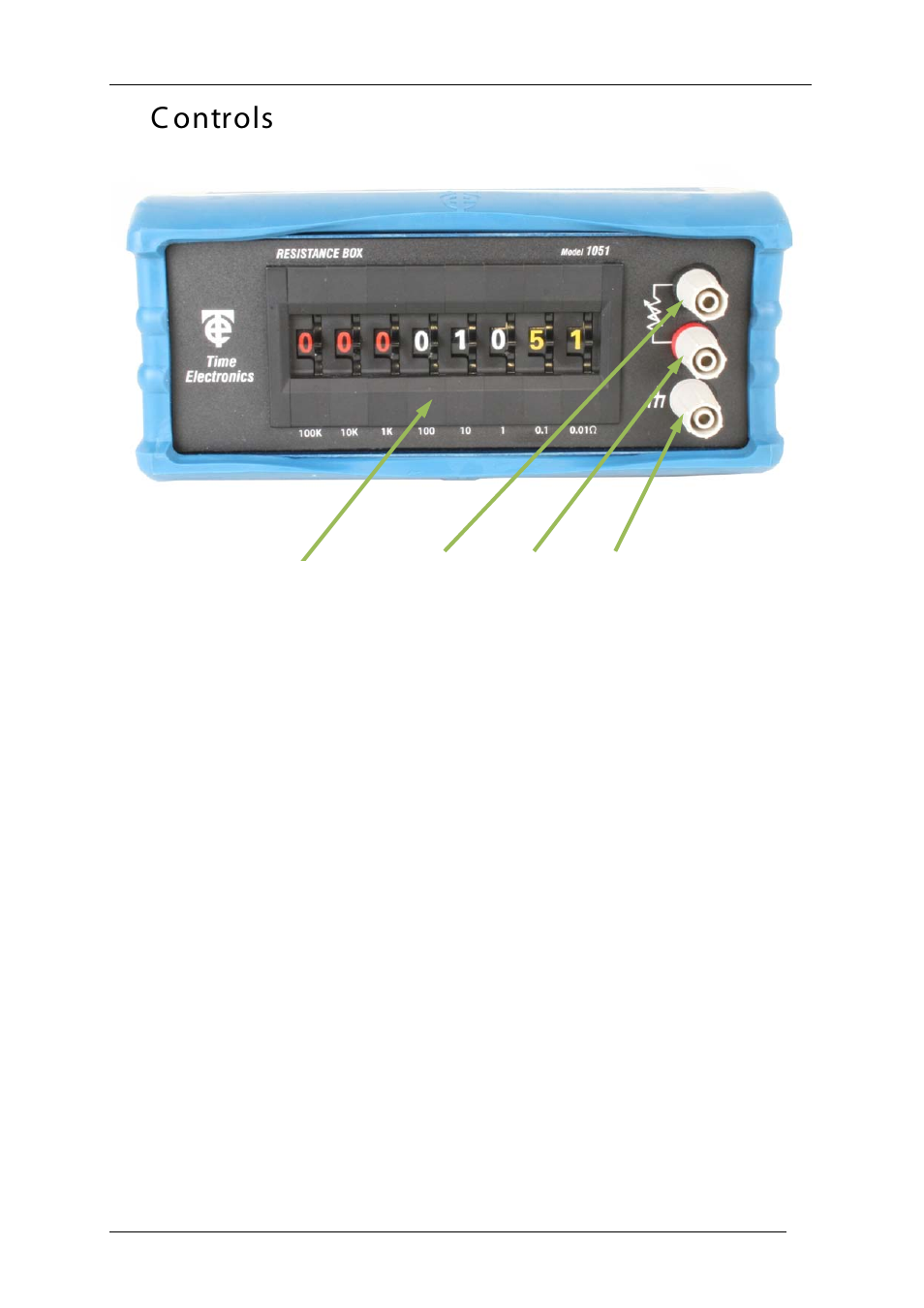 Controls, C ontrols | Time Electronics 1051 Resistance Decade Box User Manual | Page 5 / 19