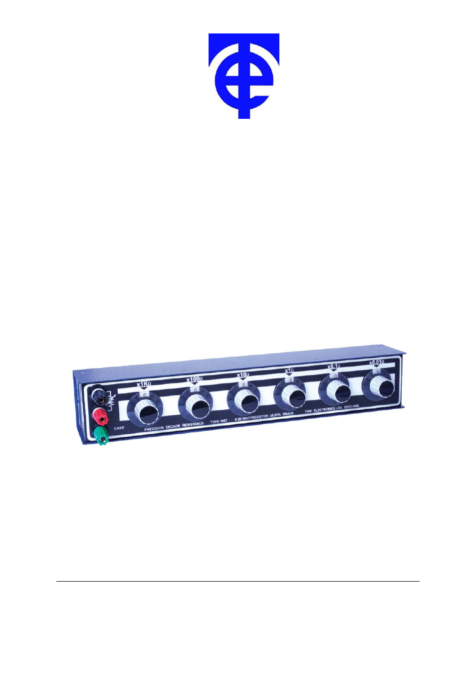 Time Electronics 1067 Precision Resistance Box User Manual | 4 pages