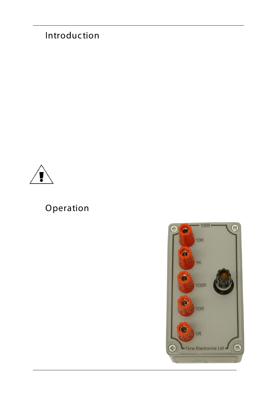 Introduction, Operation | Time Electronics 1068 Fixed Resistance Box User Manual | Page 3 / 4