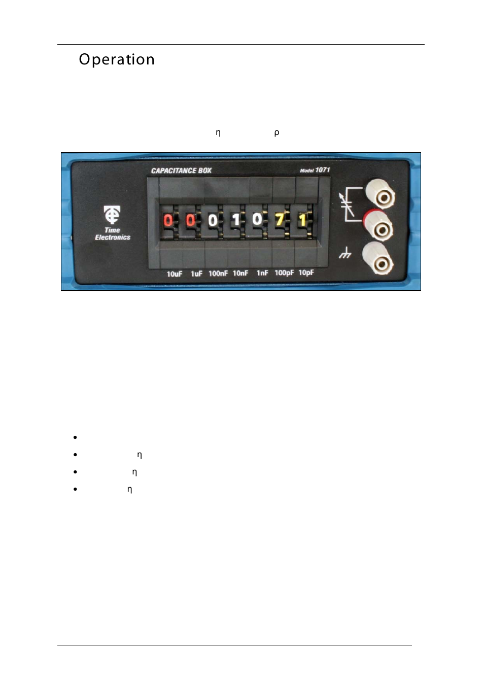 Operation | Time Electronics 1071 Capacitance Decade Box User Manual | Page 3 / 4