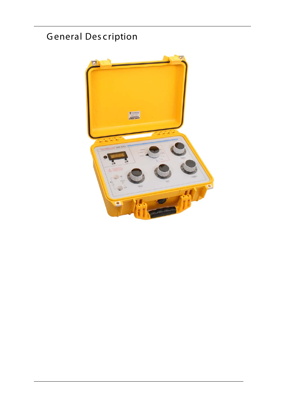 General description, G eneral des cription | Time Electronics 5069 Insulation Tester Calibrator User Manual | Page 4 / 8