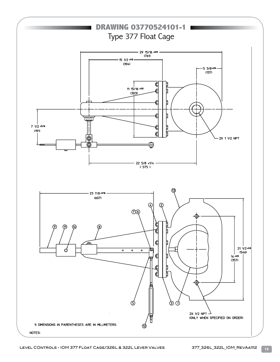 Type 377 float cage | Warren Controls 377 Float Cage User Manual | Page 19 / 28