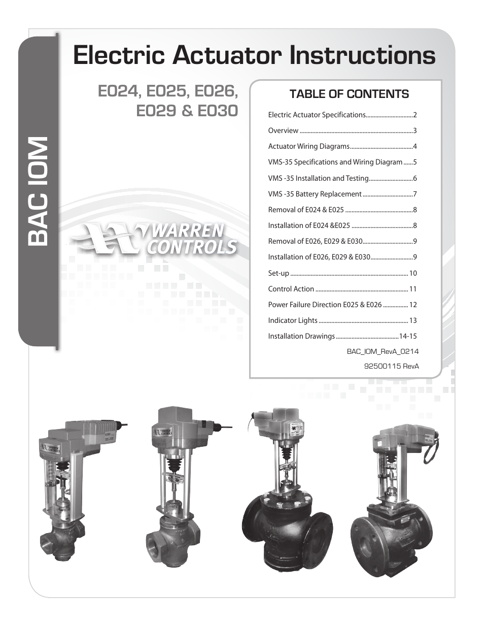 Warren Controls E030 Electric Actuator User Manual | 16 pages