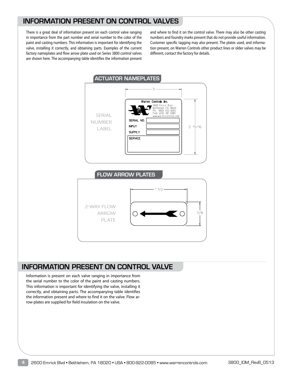 Warren Controls 3800 Series E-BALL ROTARY CONTROL VALVES User Manual | Page 4 / 20