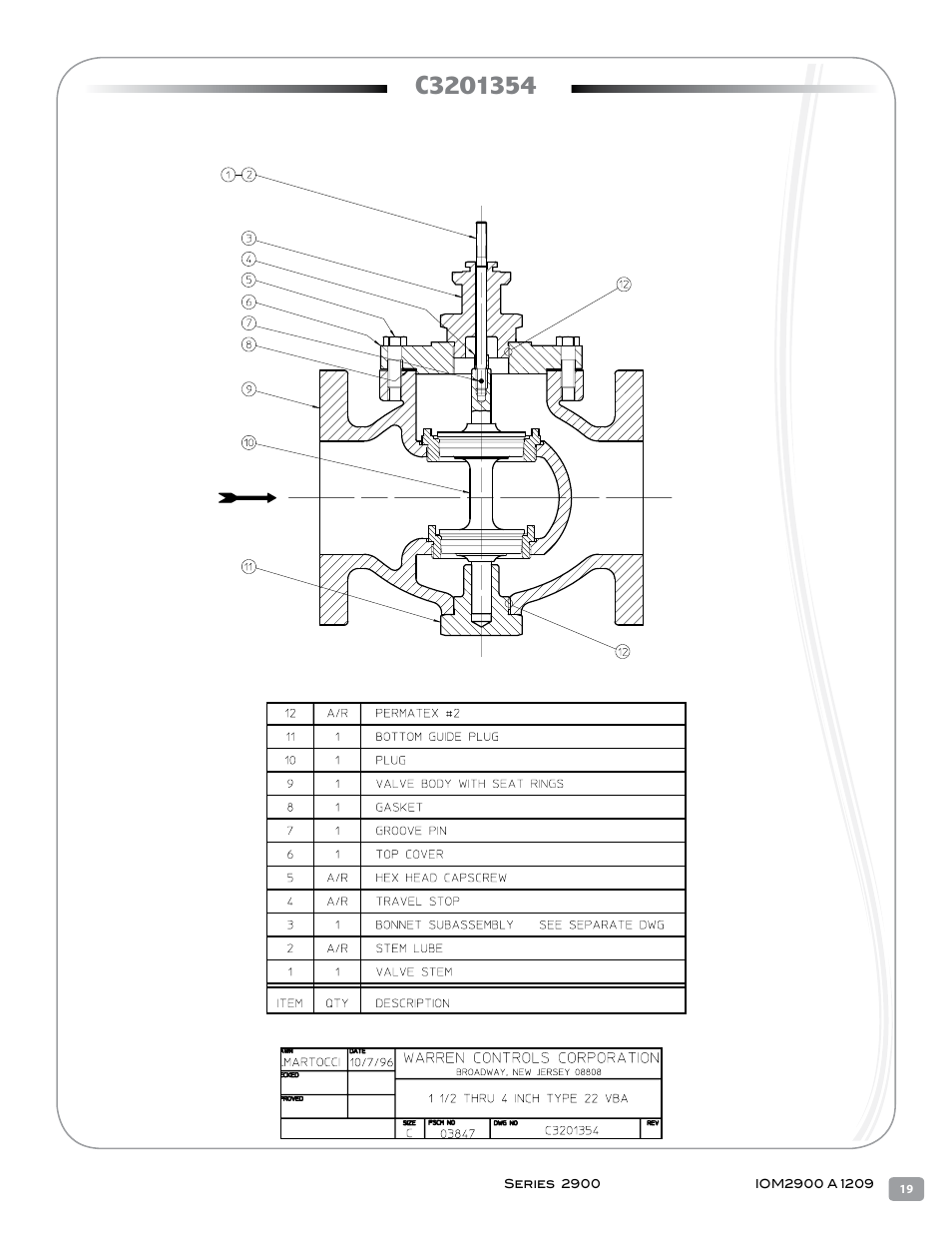 Warren Controls 2900 Series High Capacity general purpose Globe Valves User Manual | Page 19 / 36